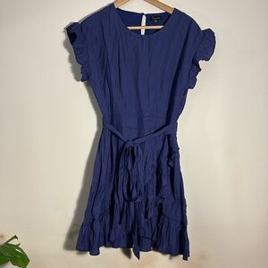 Ruffled Blue Mini Dress Size M by The Clothing Company